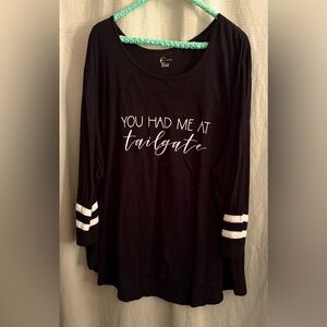 Cato Black Tee with White Sleeve Stripes